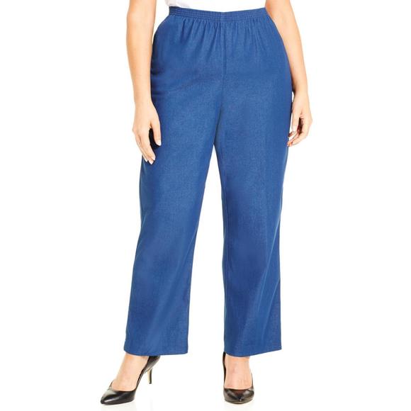 Alfred Dunner Plus Blue Pull-On Pants 24W - Women's Plus Size Pants - Picture 1 of 1
